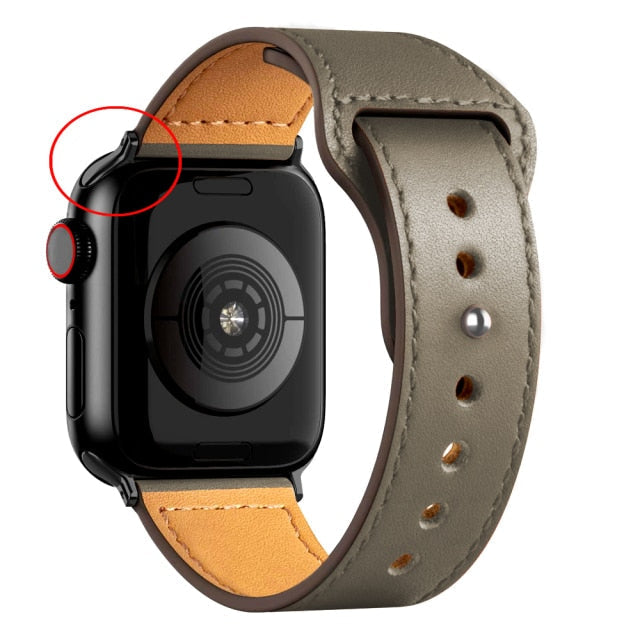 Leather Bands for New Apple Watch Series-Fonally-Gray with Black Metal End-38mm 40mm 41mm-