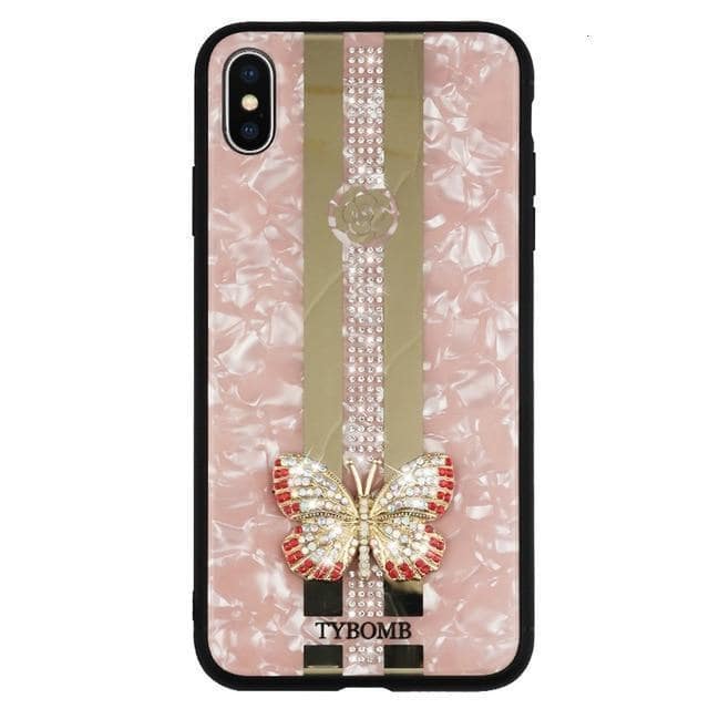 Luxurious Embedded Butterfly iPhone Case-Fonally-For iPhone 11Pro Max-Pink Case-