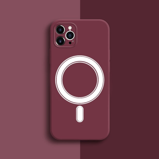 MagSafe Compatible Transparent and Silicone iPhone Case-Fonally-For iPhone 13 Pro Max-Wine Red-