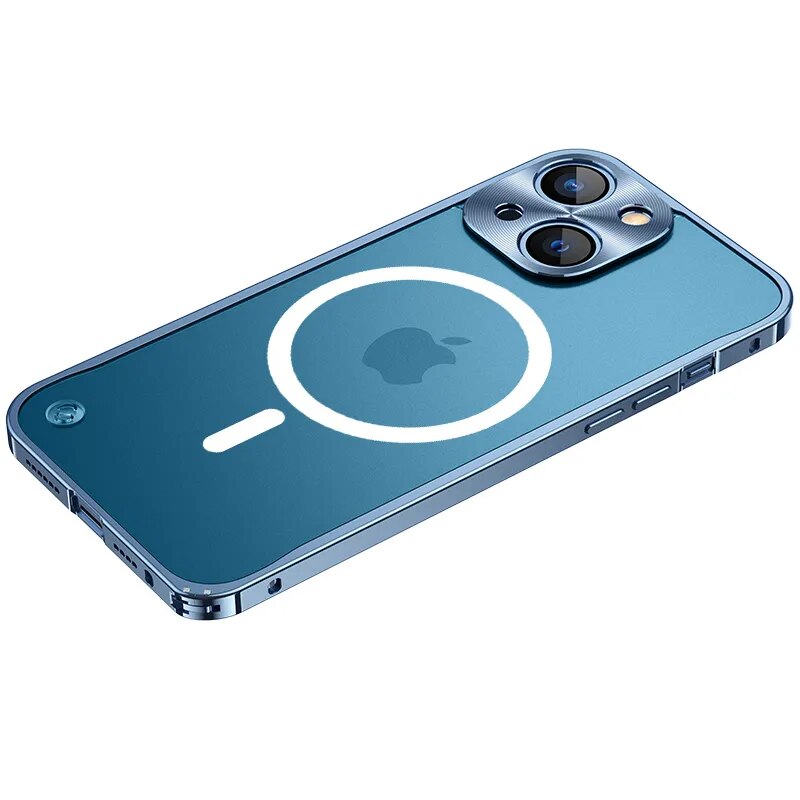 MagSafe Luxurious Aluminum Frame iPhone Case-Fonally-For iPhone 12-Dark Blue-