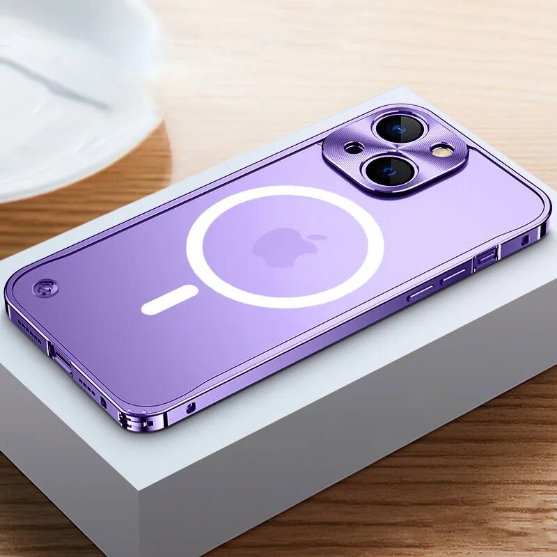 MagSafe Luxurious Aluminum Frame iPhone Case-Fonally-For iPhone 12-Purple-