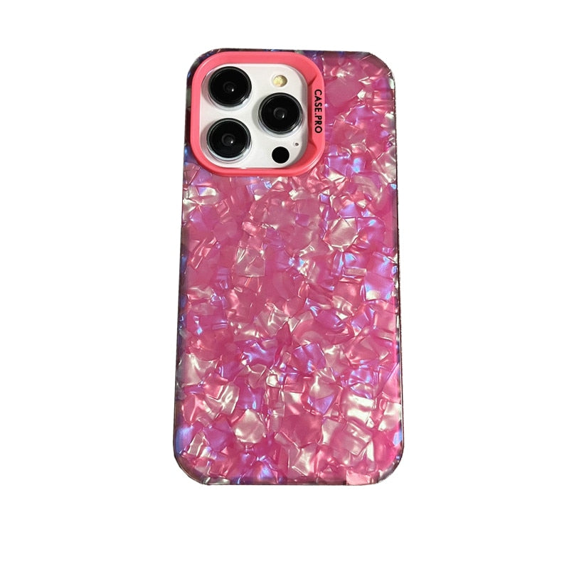 Marble Pattern Acrylic Back iPhone Case-Fonally-For iPhone 12-Red-