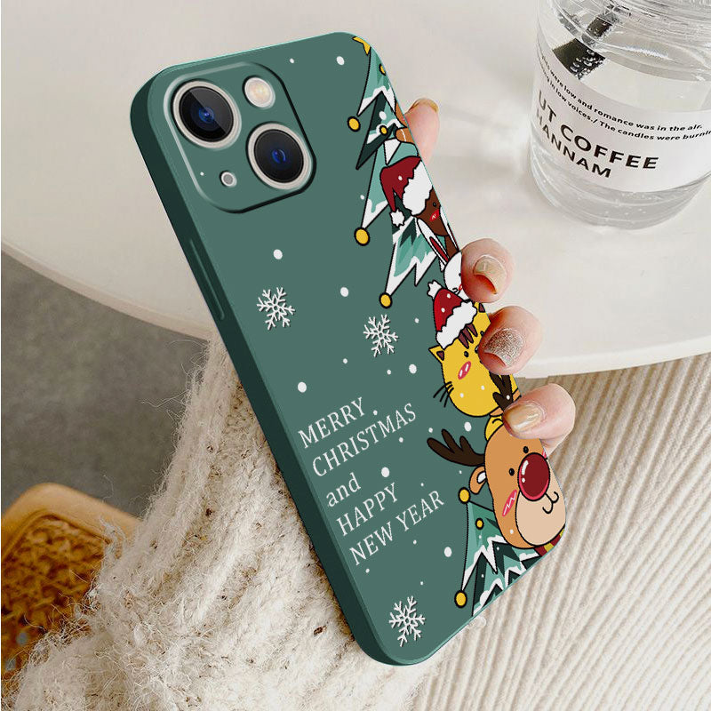Merry Christmas & Happy New Year-Fonally-For iPhone 14-Dark Green 2-
