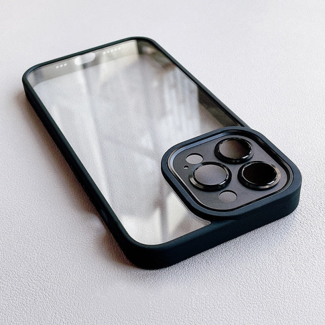 Metal Frame Full Camera Lens Covered iPhone Case-Fonally-For iPhone 13 Pro Max-Black-