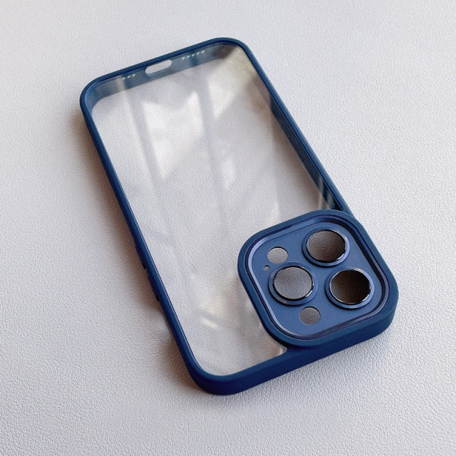Metal Frame Full Camera Lens Covered iPhone Case-Fonally-For iPhone 13 Pro Max-Deep Blue-