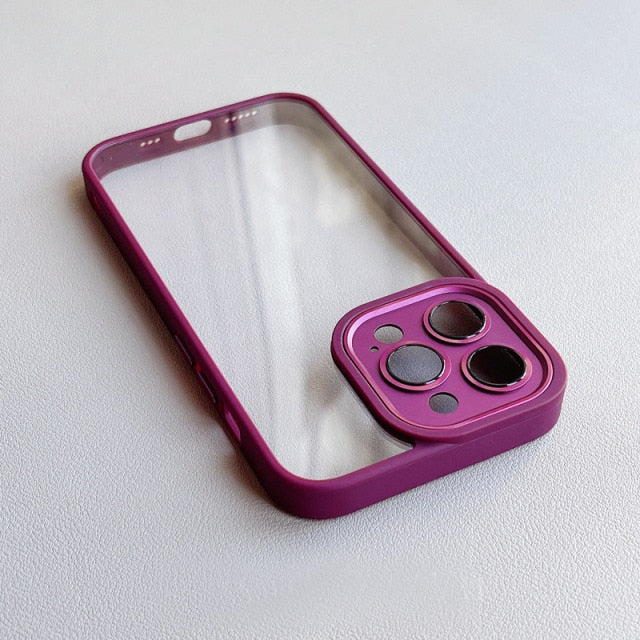 Metal Frame Full Camera Lens Covered iPhone Case-Fonally-For iPhone 13 Pro Max-Magenta Red-