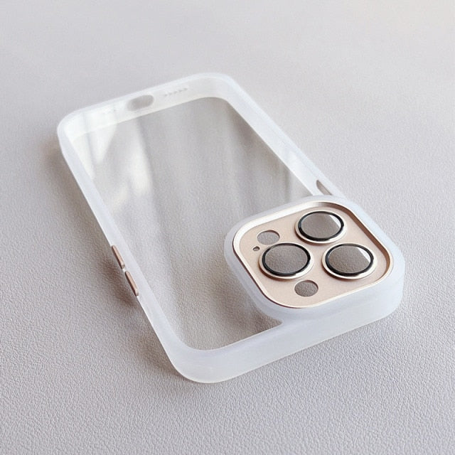 Metal Frame Full Camera Lens Covered iPhone Case-Fonally-For iPhone 13 Pro Max-Pink Lens White Frame-