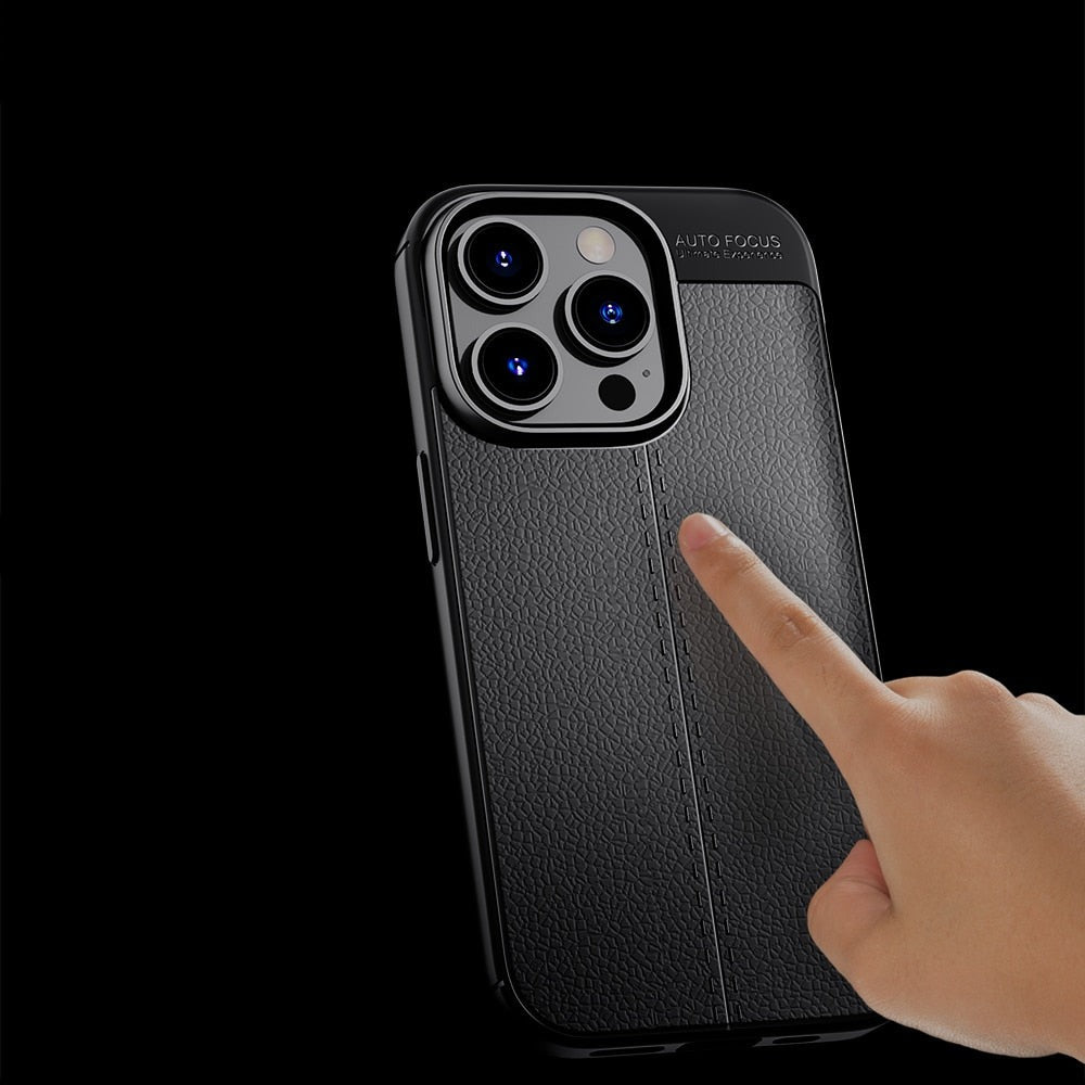 Mid Stitched Styled Leather Texture iPhone Case-Fonally-