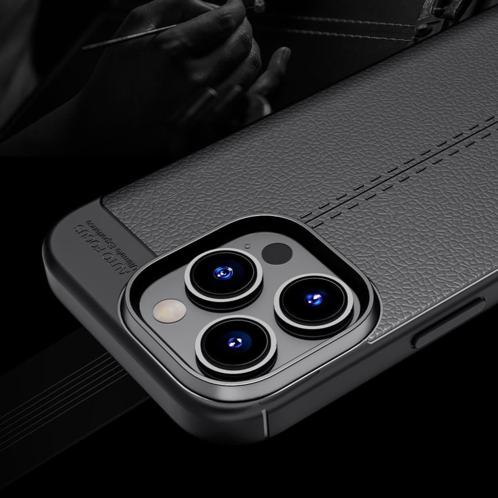 Mid Stitched Styled Leather Texture iPhone Case-Fonally-