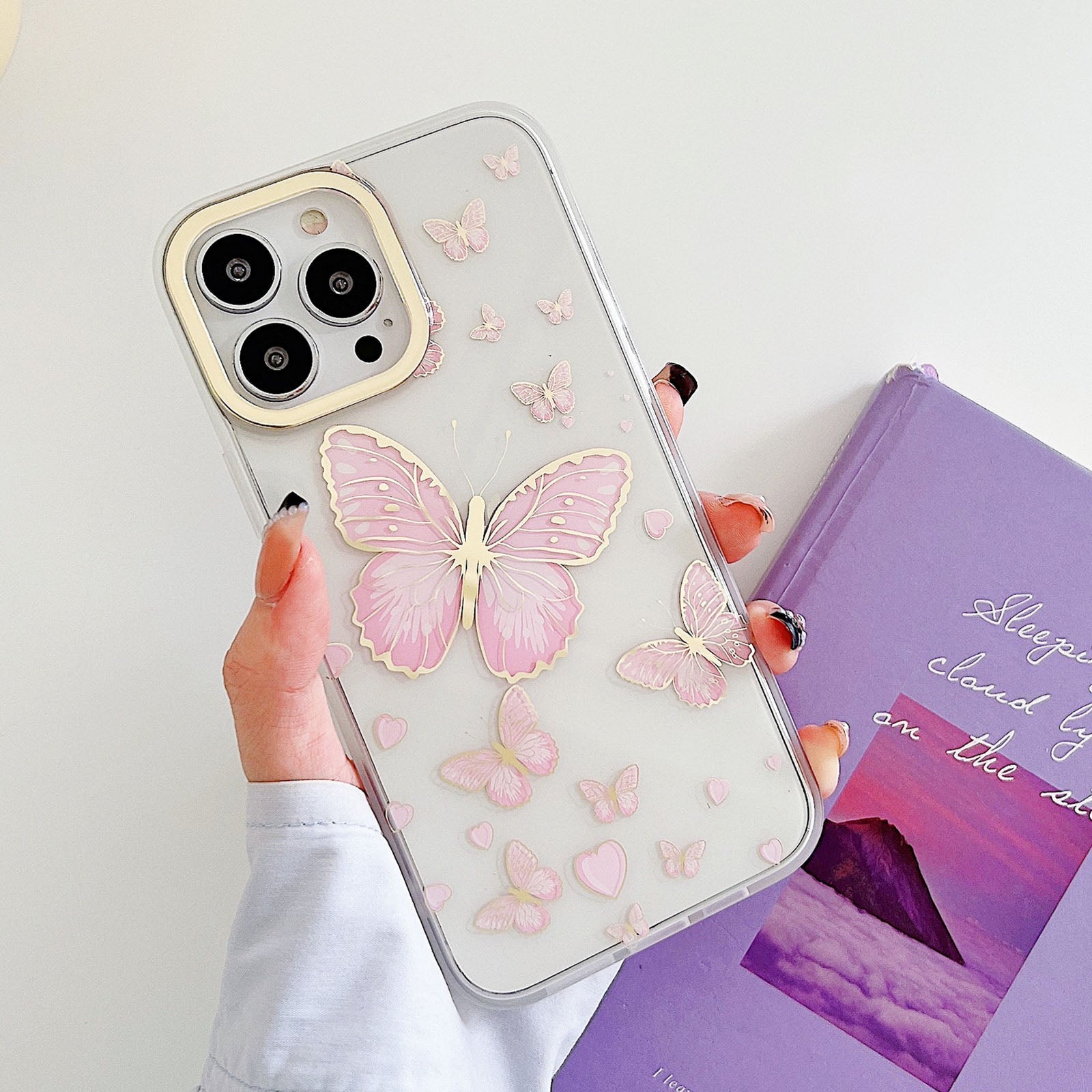 Plated Case and Butterflies iPhone Case-Fonally-For iPhone 13-C-