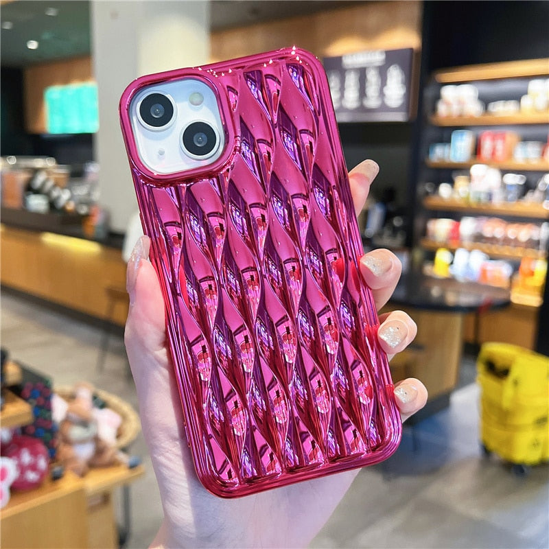 Quilted Designed Plating iPhone Cover-Fonally-For iPhone 11-Rose Red-