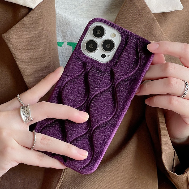 Quilted Wavy Velvet iPhone Case-Fonally-For iPhone 11-Purple-