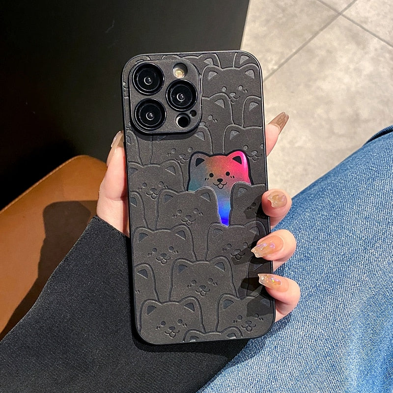 Rainbow Hued Cute Bear iPhone Case-Fonally-For iPhone 11-Black-