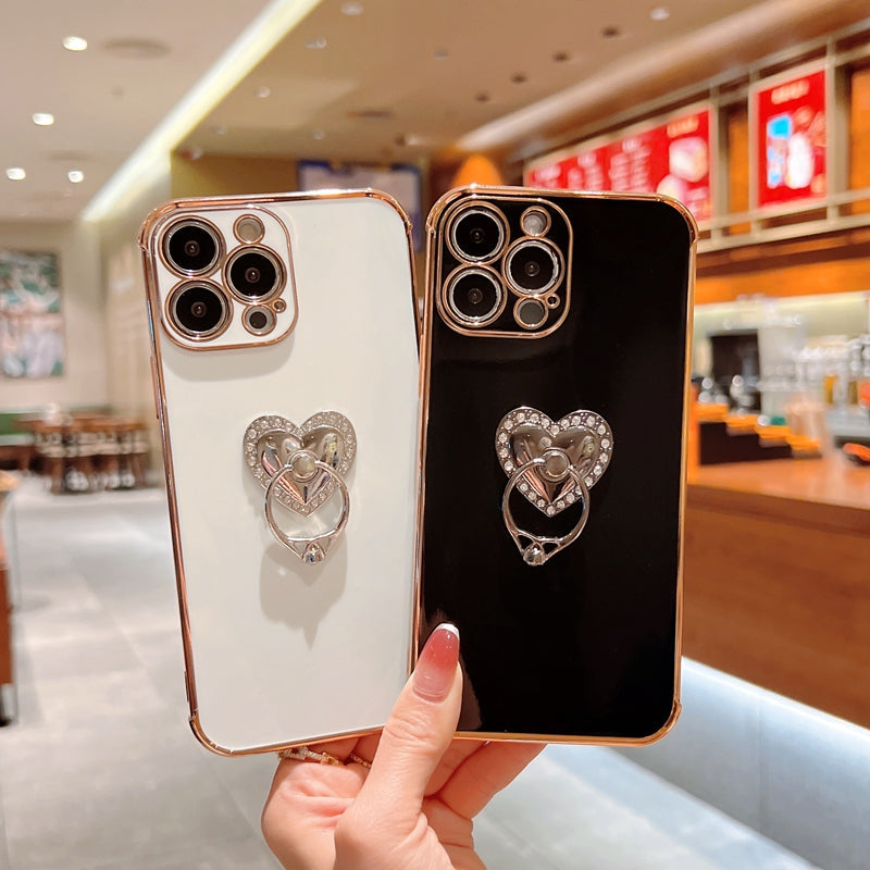 Rhinestone Heart Ring iPhone Case-Fonally-