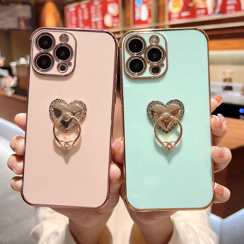 Rhinestone Heart Ring iPhone Case-Fonally-