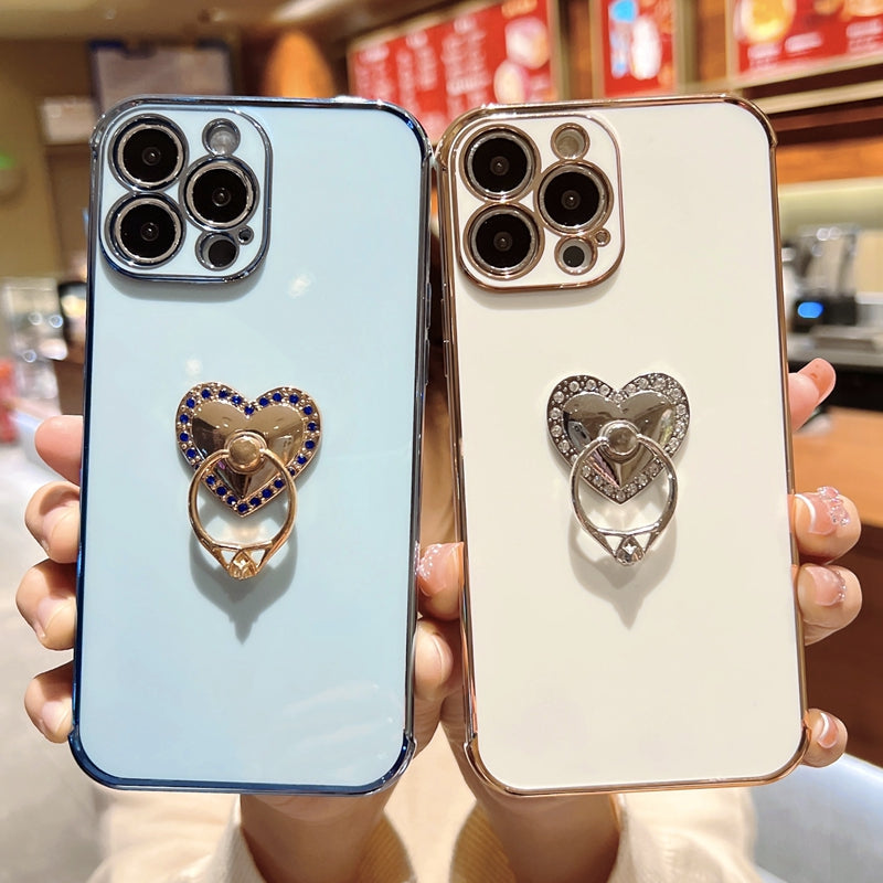Rhinestone Heart Ring iPhone Case-Fonally-