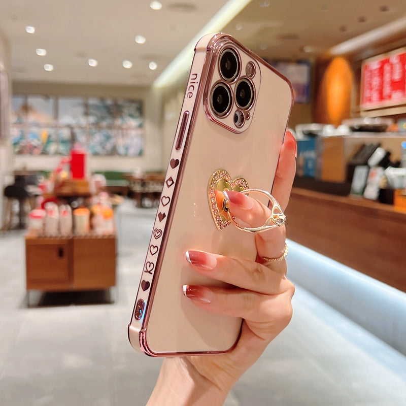 Rhinestone Heart Ring iPhone Case-Fonally-