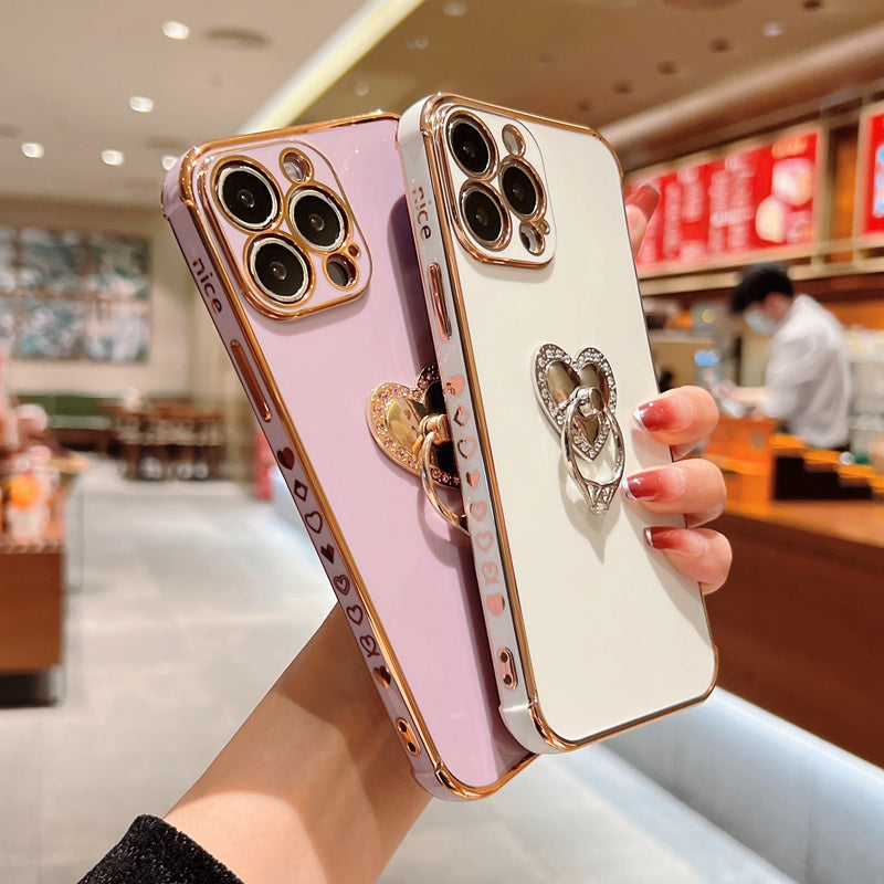 Rhinestone Heart Ring iPhone Case-Fonally-