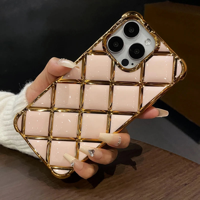 Plating Diamond Lattice Grid iPhone Case