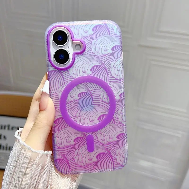 Artistic Waves Pattern MagSafe iPhone Case