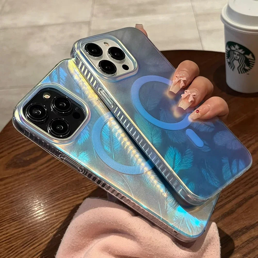 Laser Feather Aurora Magsafe iPhone Case