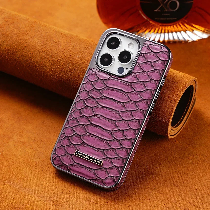 Pythonorus PU Leather Plated iPhone Case