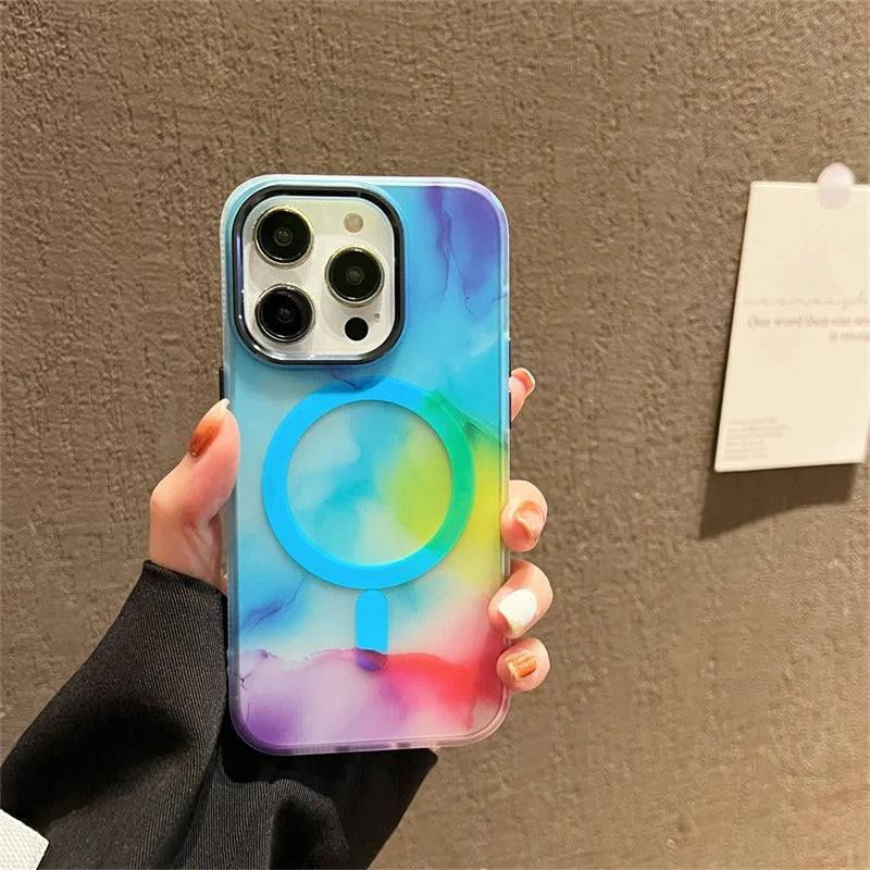 Frosted Translucent Ink Painting MagSafe iPhone Case