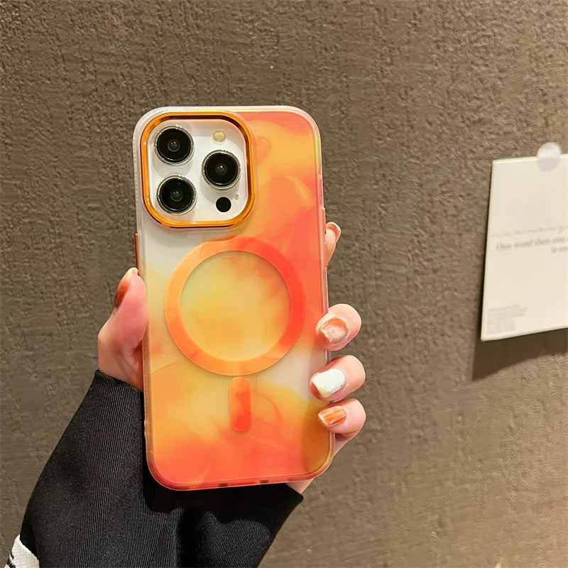 Frosted Translucent Ink Painting MagSafe iPhone Case