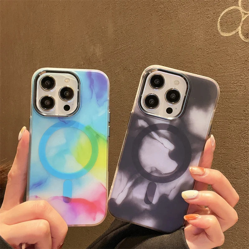 Frosted Translucent Ink Painting MagSafe iPhone Case