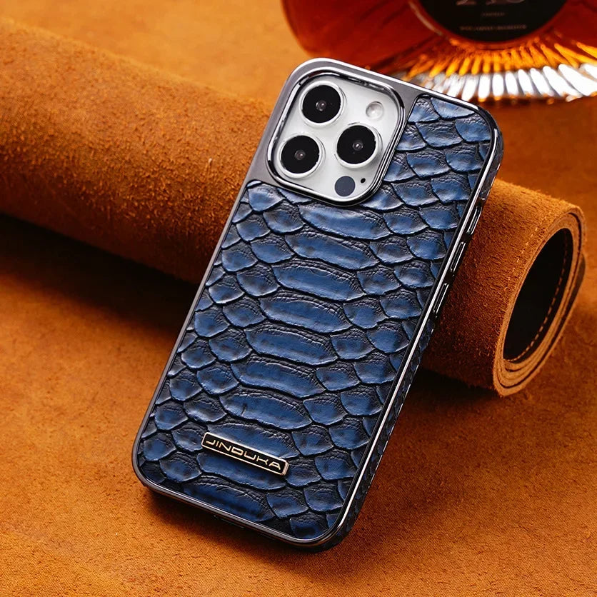 Pythonorus PU Leather Plated iPhone Case