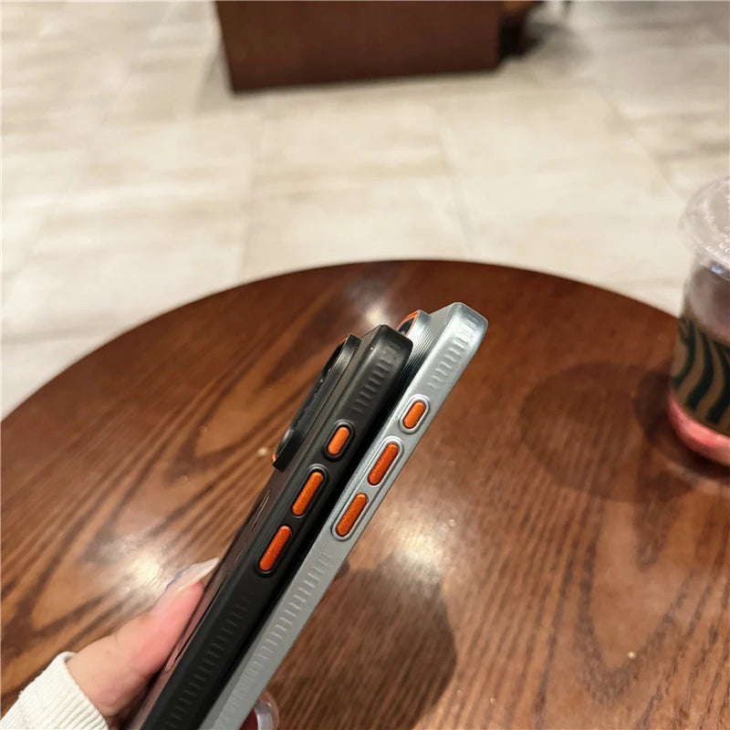 Luxury Matte Striped Wireless Charging iPhone Case