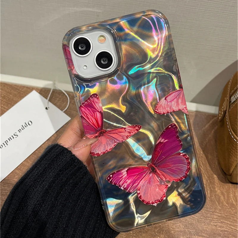 Water Ripple Aurora Butterfly iPhone Case