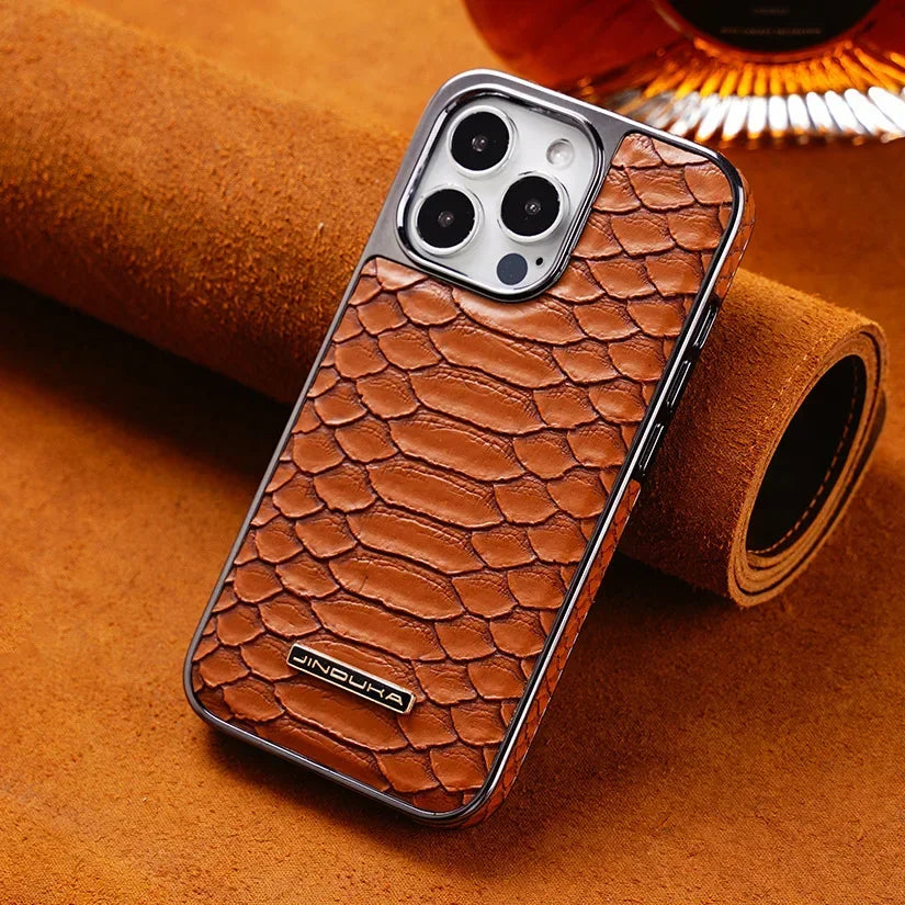 Pythonorus PU Leather Plated iPhone Case