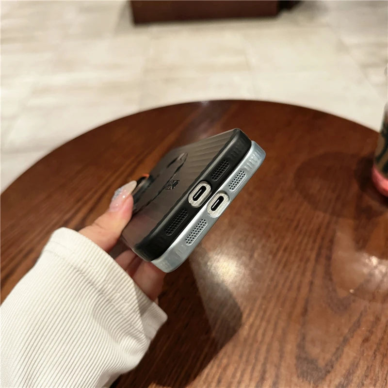 Luxury Matte Striped Wireless Charging iPhone Case