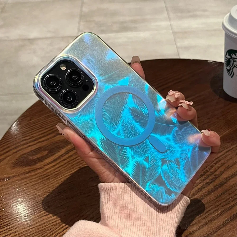 Laser Feather Aurora Magsafe iPhone Case