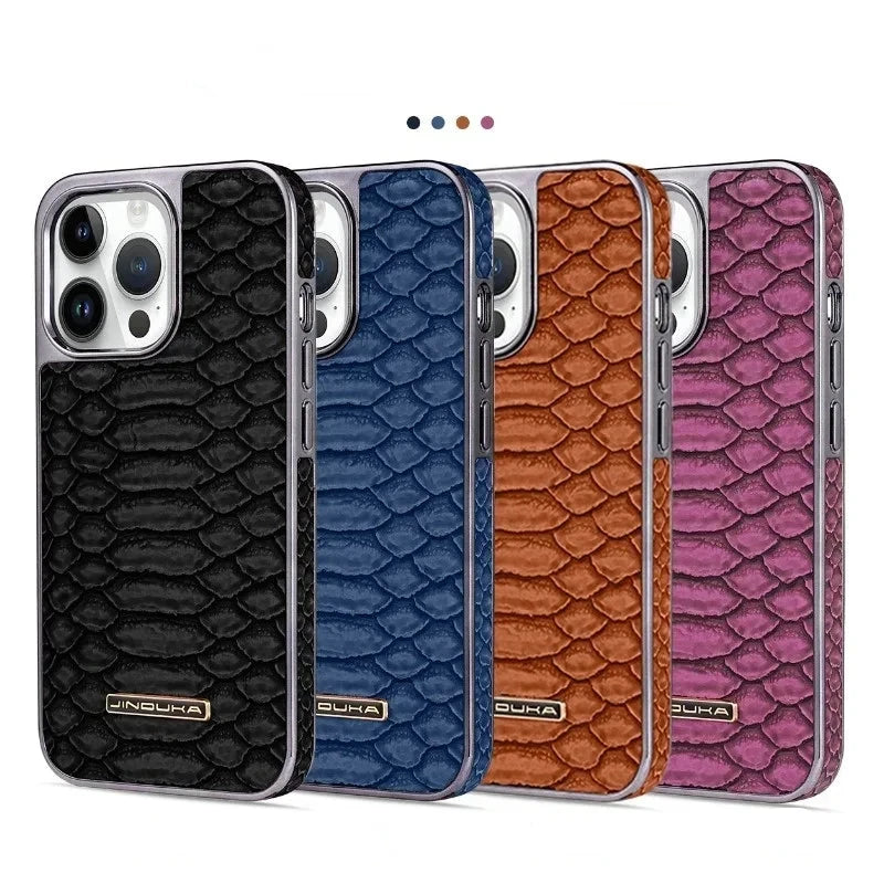 Pythonorus PU Leather Plated iPhone Case