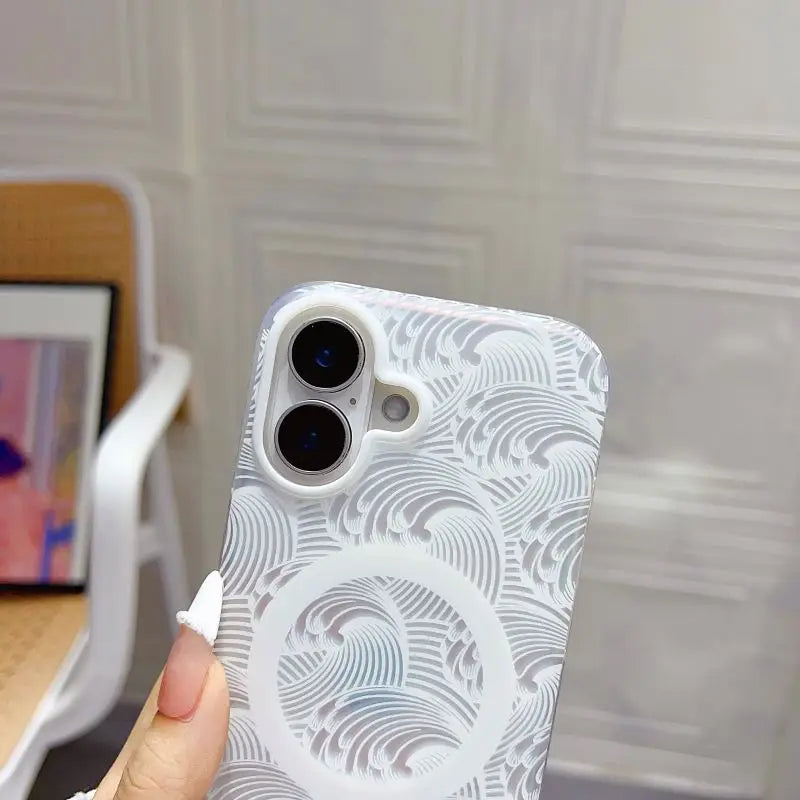 Artistic Waves Pattern MagSafe iPhone Case