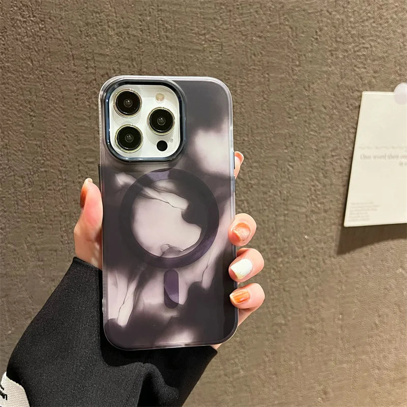 Frosted Translucent Ink Painting MagSafe iPhone Case