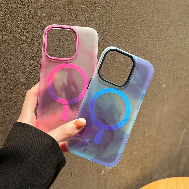 Frosted Translucent Ink Painting MagSafe iPhone Case