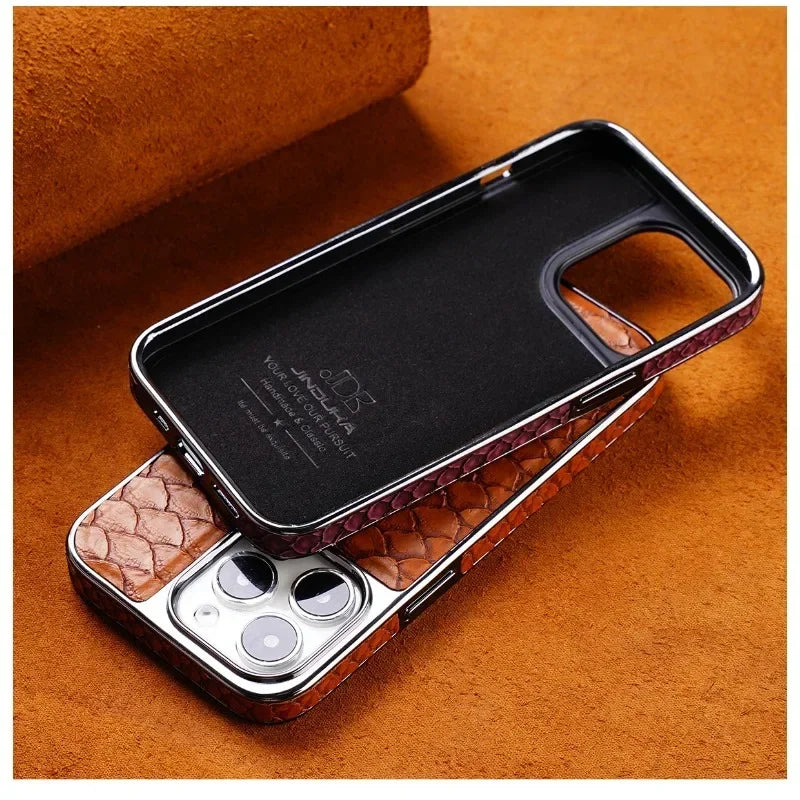 Pythonorus PU Leather Plated iPhone Case