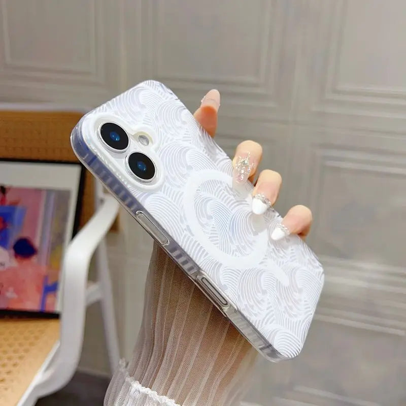 Artistic Waves Pattern MagSafe iPhone Case