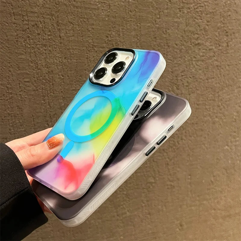 Frosted Translucent Ink Painting MagSafe iPhone Case