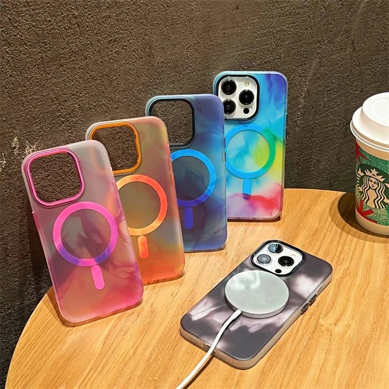 Frosted Translucent Ink Painting MagSafe iPhone Case