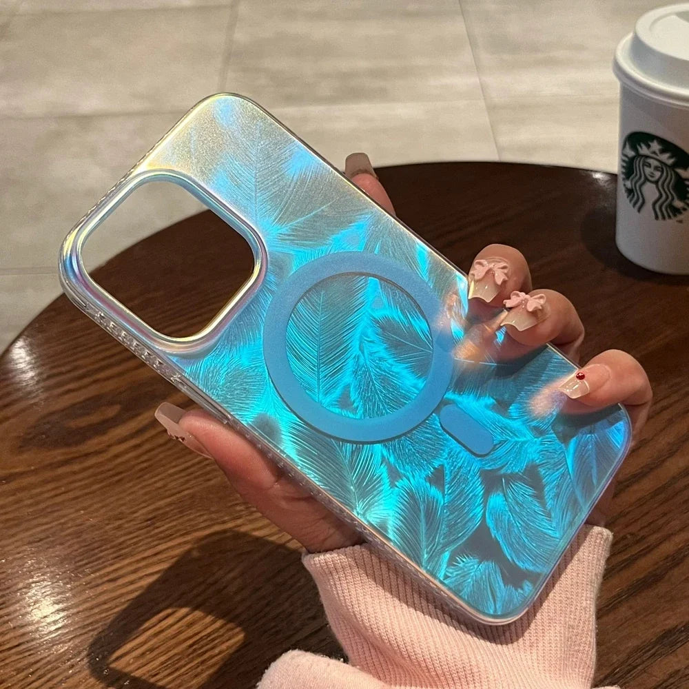 Laser Feather Aurora Magsafe iPhone Case