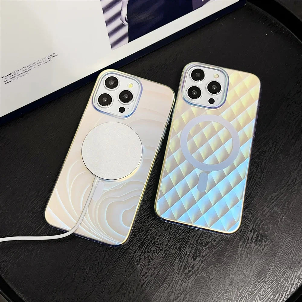 Laser Feather Aurora Magsafe iPhone Case
