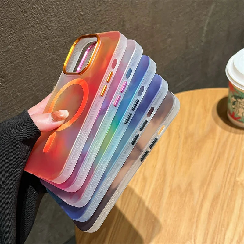 Frosted Translucent Ink Painting MagSafe iPhone Case