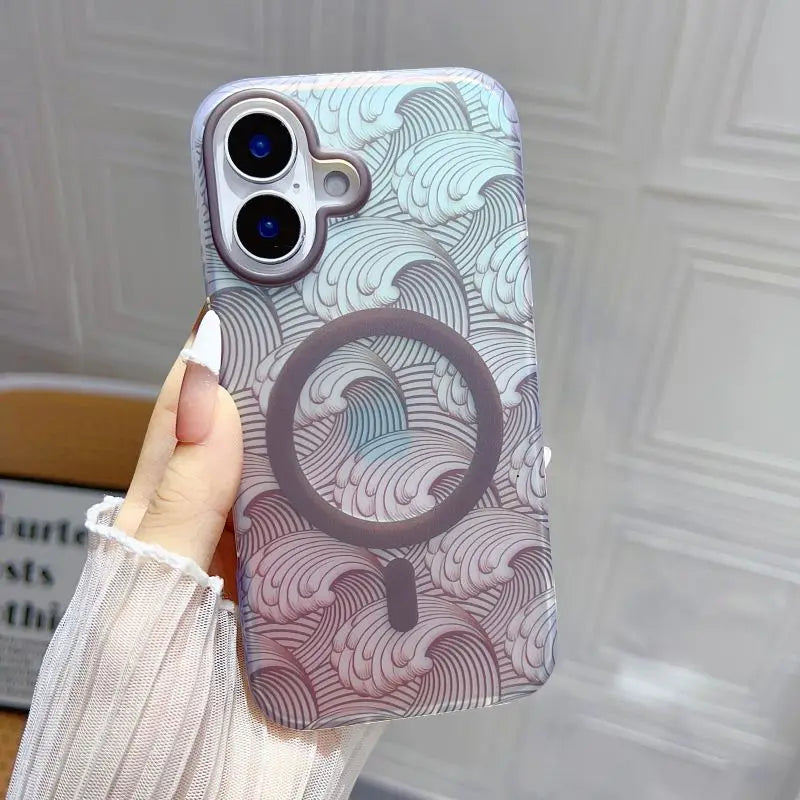 Artistic Waves Pattern MagSafe iPhone Case