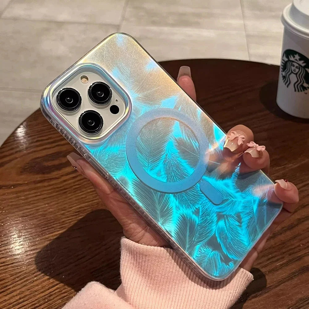 Laser Feather Aurora Magsafe iPhone Case