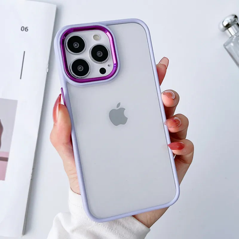 Silicone Bumper Shiny Camera Lens Clear Acrylic iPhone Case-Fonally-For iPhone 12-Purple-
