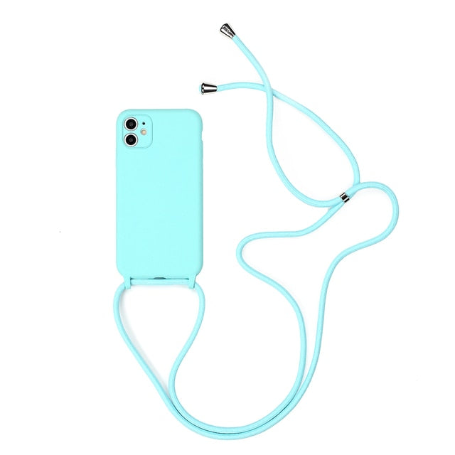 Silicone iPhone Case with Lanyard-Fonally-For iPhone 13 Pro Max-Blue-